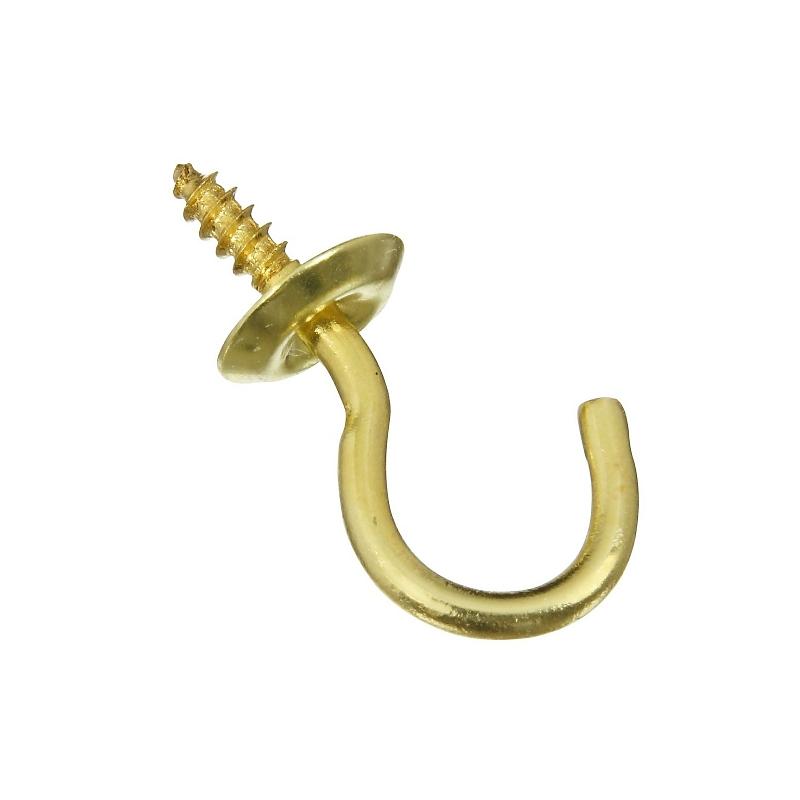 National 3/4" Cup Hook Solid Brass 5/pk