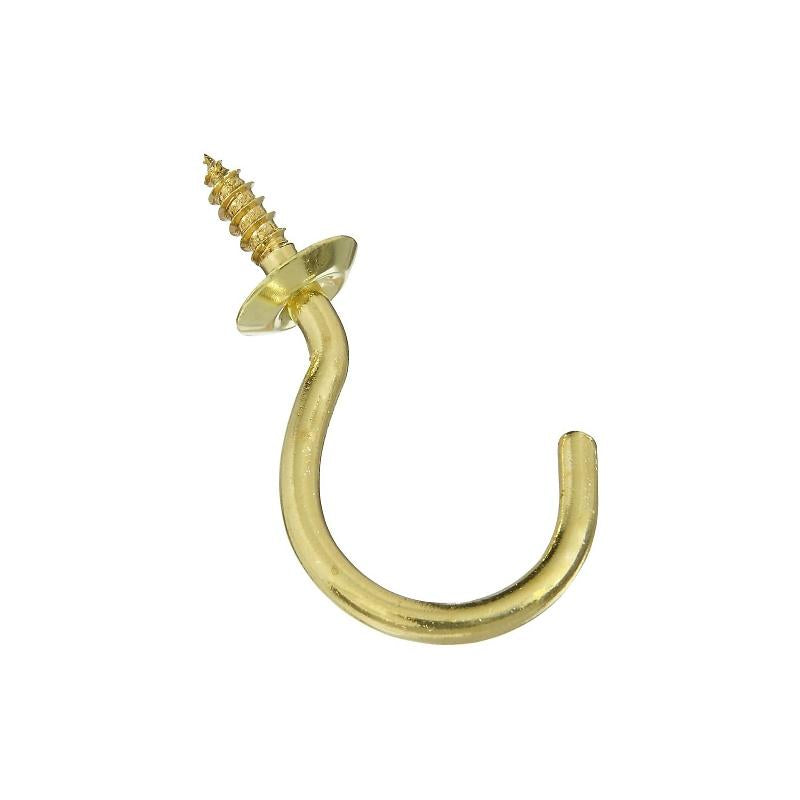 National 1 1/2" Cup Hook Solid Brass 2/pk