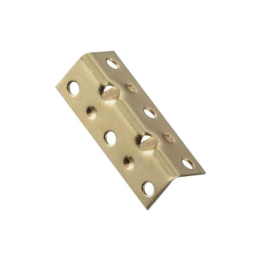 National 3/4" X 2 1/2" Corner Brace Brass 4/pk