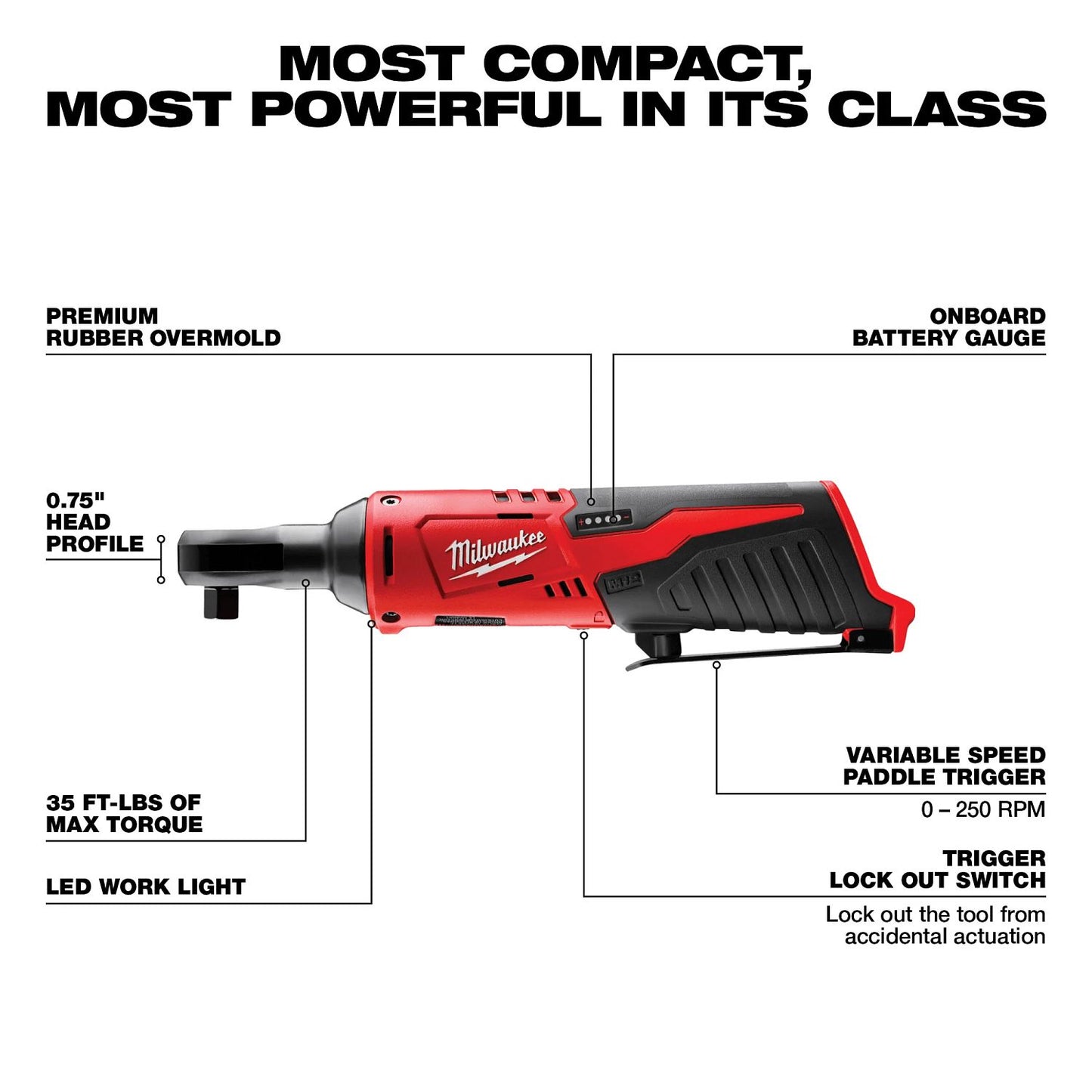 Milwaukee M12 3/8" Ratchet Tool-Bare 2457-20