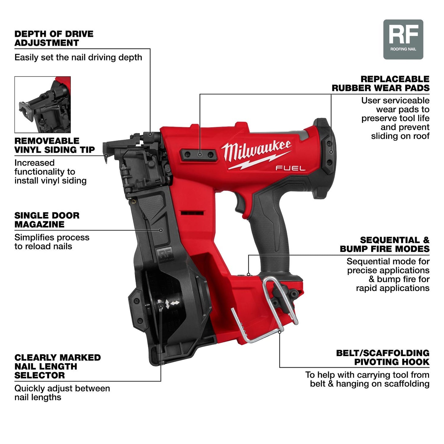Milwaukee M18 Fuel Coil Roofing Nailer 2909-20
