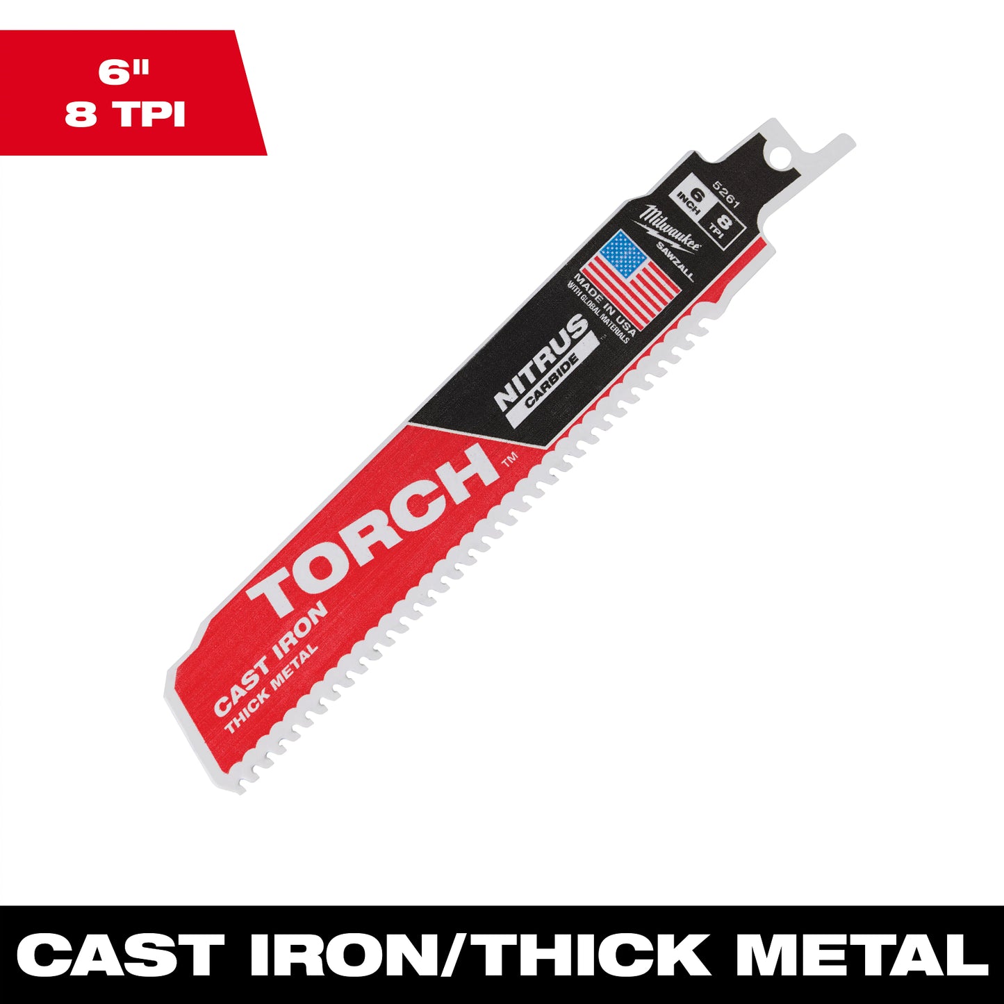 6" 7Tpi Torch W/Nitrus Carbide Sawzall Blade 48-00-5261