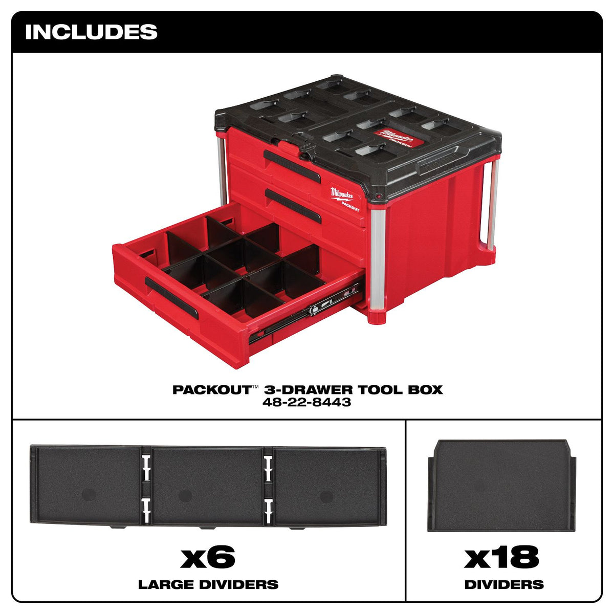 Milwaukee Packout 3-Drawer Tool Box 48-22-8443
