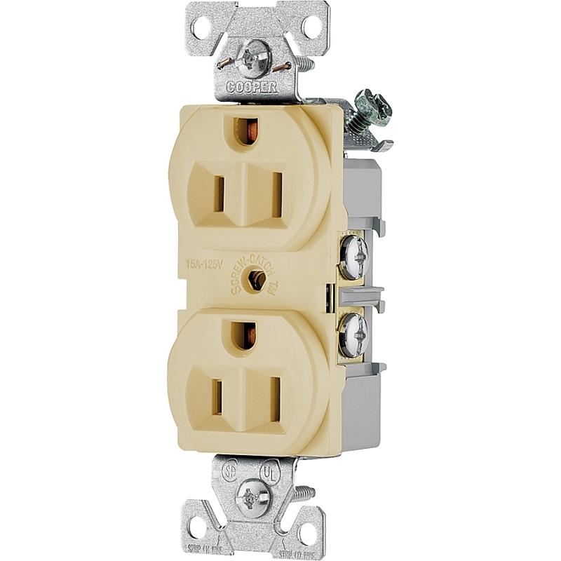 Duplex Receptacle Commercial Ivory 3-Wire 15A