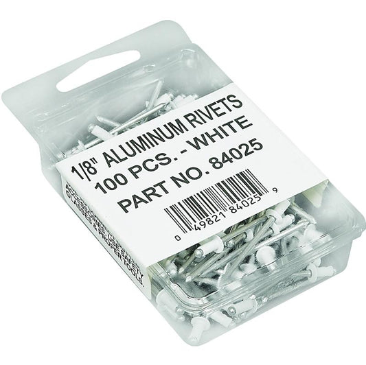 1/8" Rivet White Aluminum 100/pk 84025