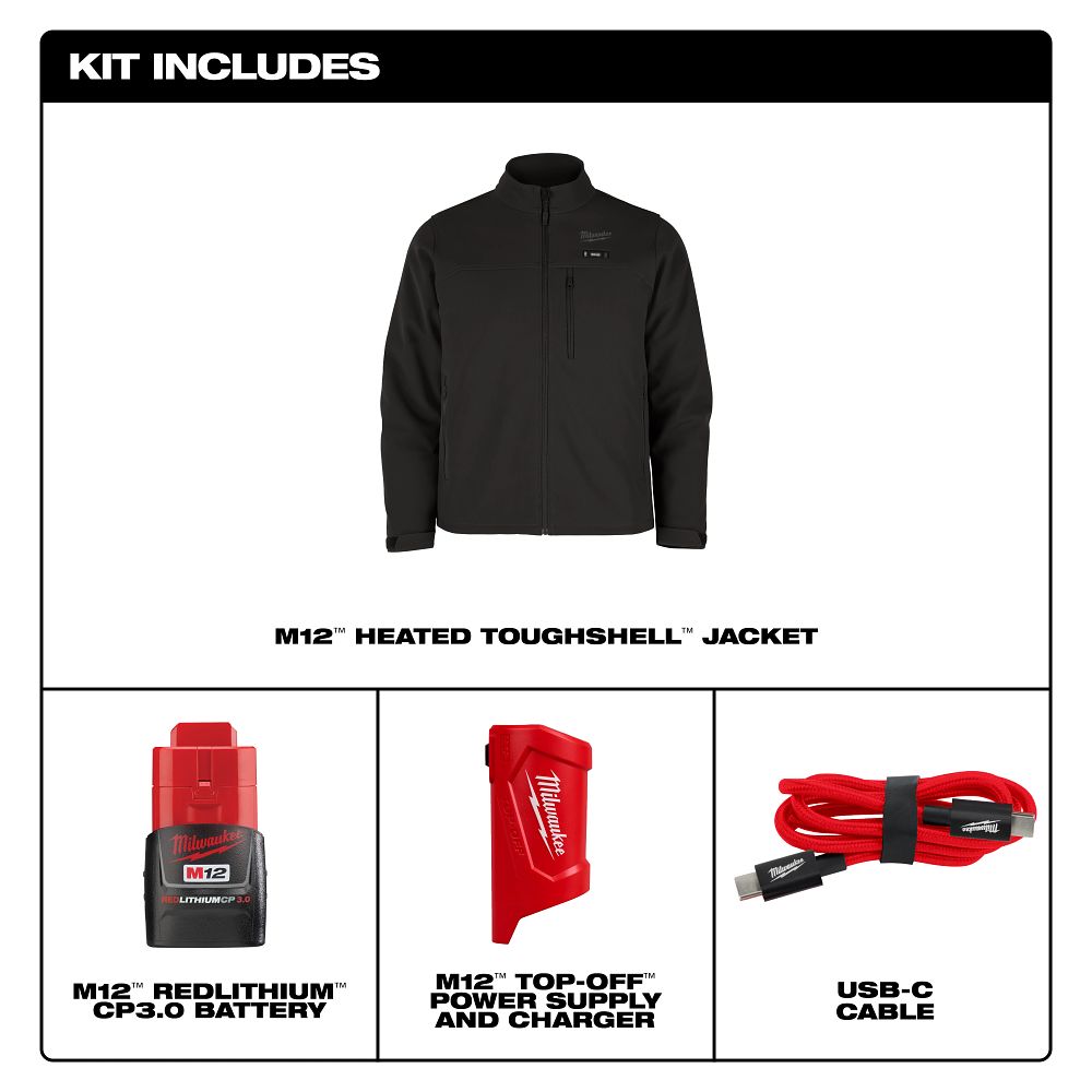 Milwaukee M12 Black Heated Jacket 2XL M100B-212X