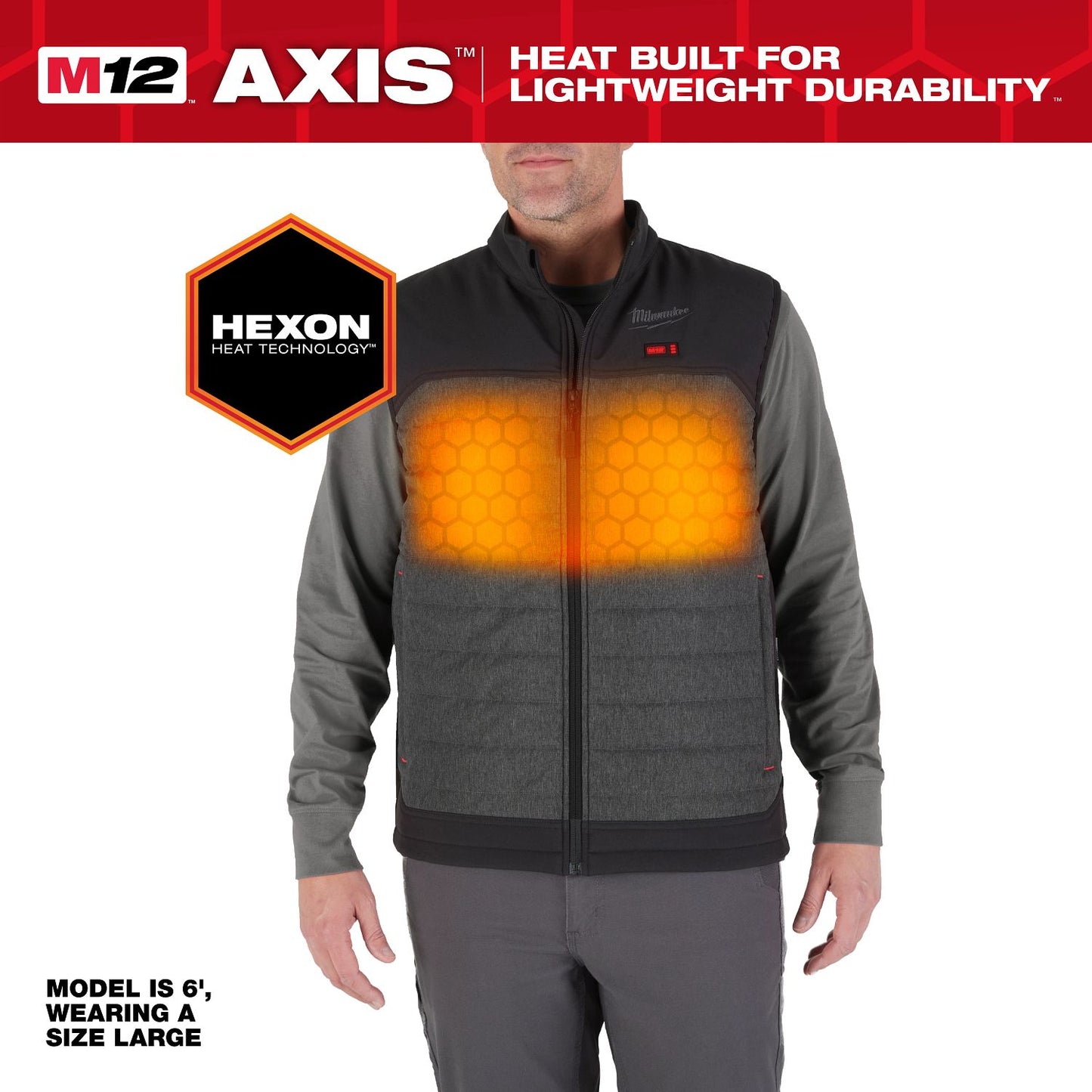 Milwaukee M12 Gray Heated Axis Vest XL M300G-21XL
