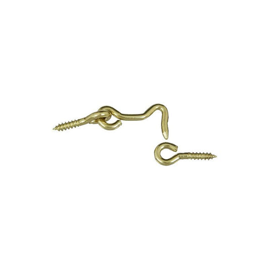 National 1 1/2" Hook & Eye Solid Brass 2/pk