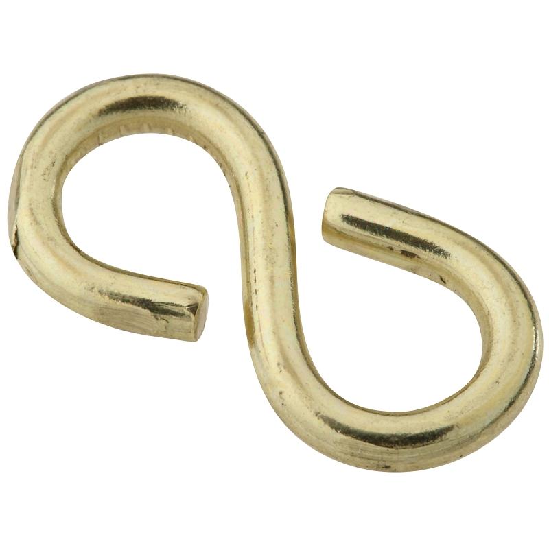 National 7/8" S Hook Closed Brass 3/pk