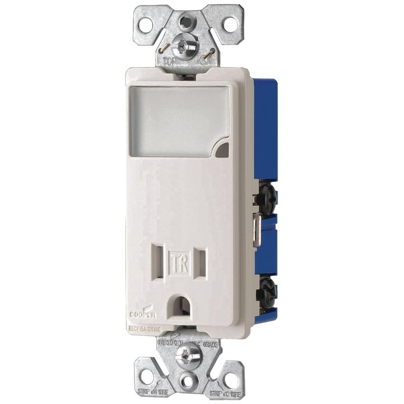 Decorator Receptacle & Nightlight White