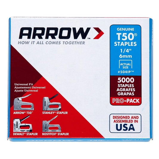 1/4" Arrow T50 Staples Pro Pack 5000/pk