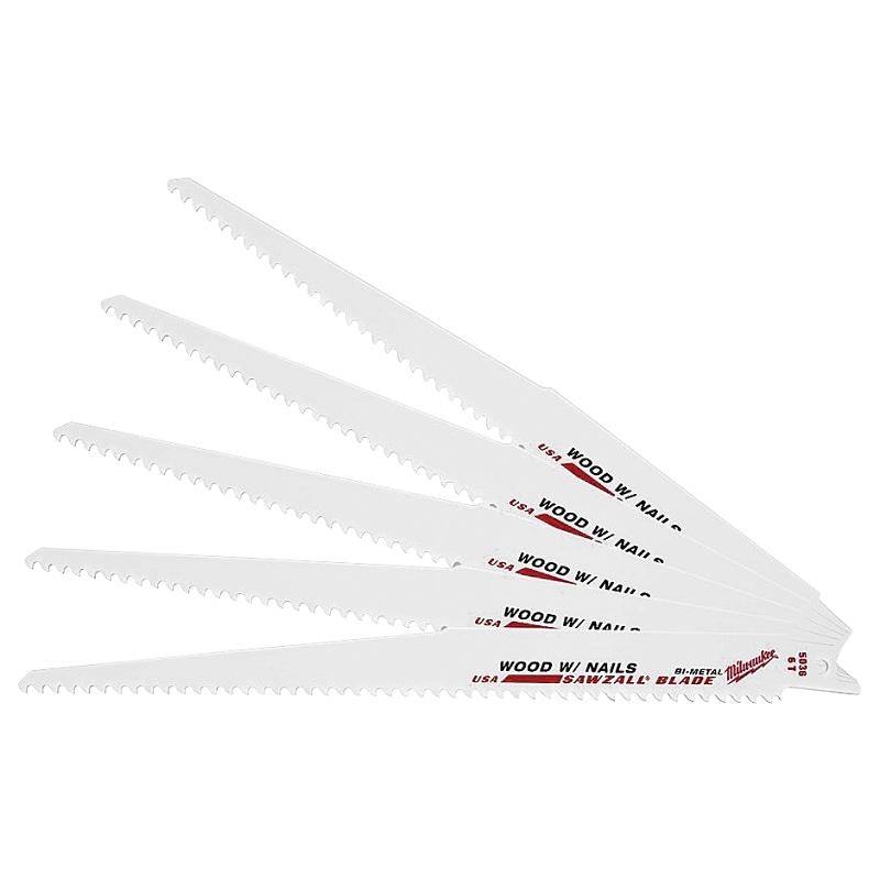 Milwaukee 9" 5TPI Sawzall Blades 5pk 48-00-5036