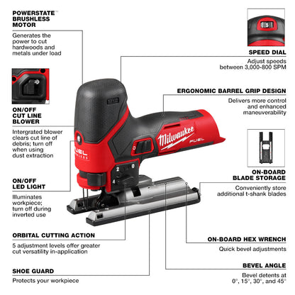 Milwaukee M12 Fuel Gen 2 Jig Saw (Tool Only) 2545-20