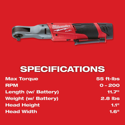 Milwaukee M12 Fuel 3/8" Ratchet 2 Battery Kit 2557-22