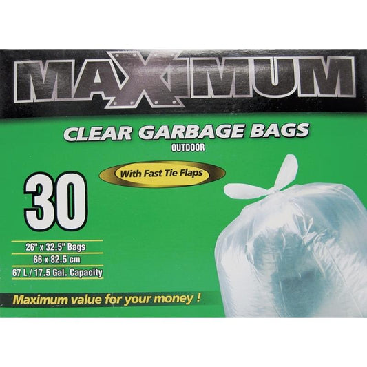 26" X 32 1/2" Maximum Garbage Bags Clear 30/bx