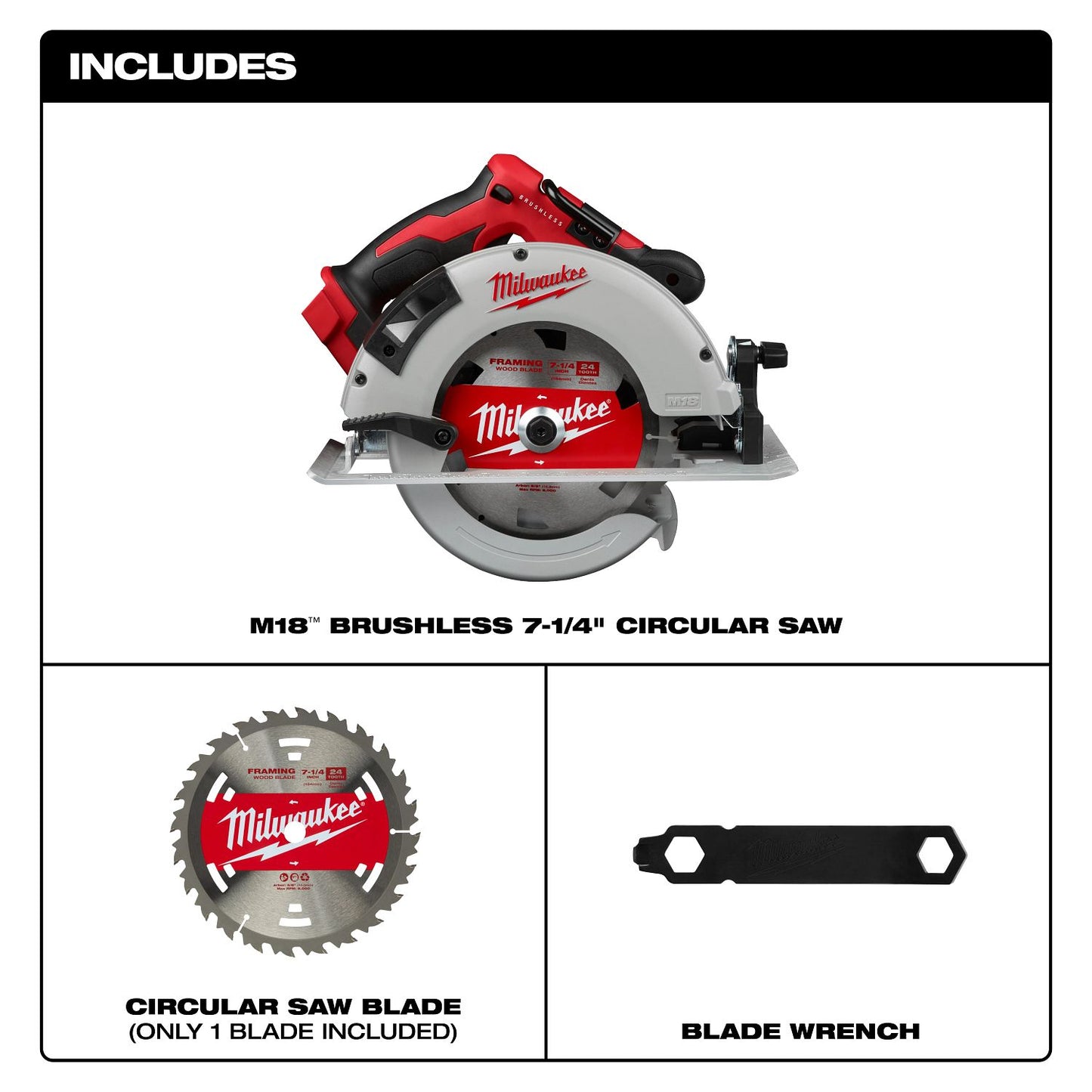 Milwaukee M18 Brushless 7-1/4" Circular Saw Tool Only 2631-20