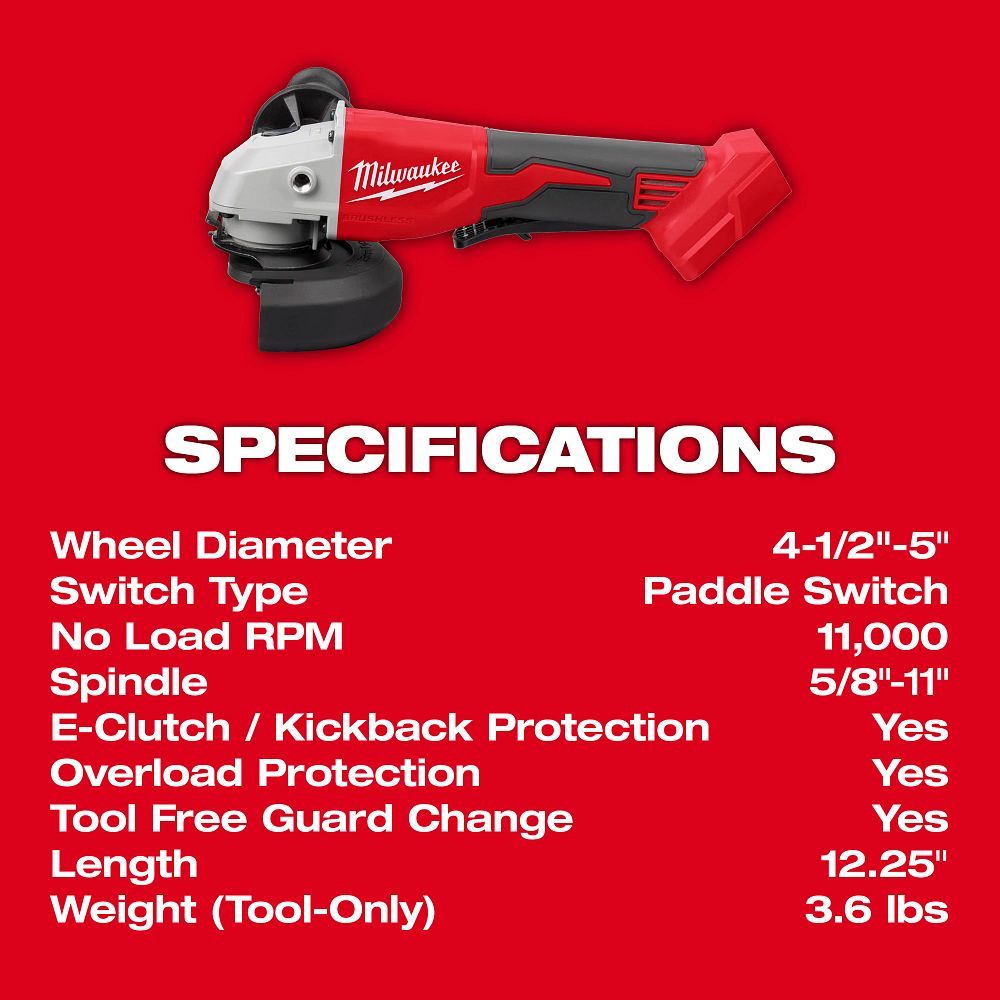 Milwaukee M18 4 1/2"-5" Brushless Paddle Grinder (Tool Only)