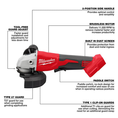 Milwaukee M18 4 1/2"-5" Brushless Paddle Grinder (Tool Only)