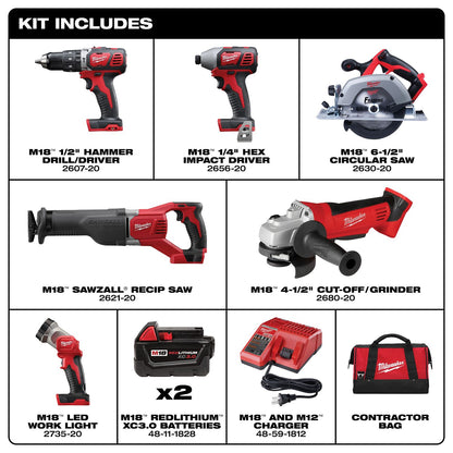 Milwaukee M18 6pcs Combo Kit 2696-26