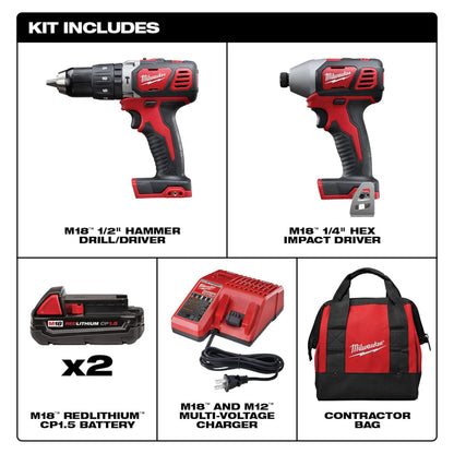 Milwaukee M18 Compact Hammer Drill & Impact Combo Kit