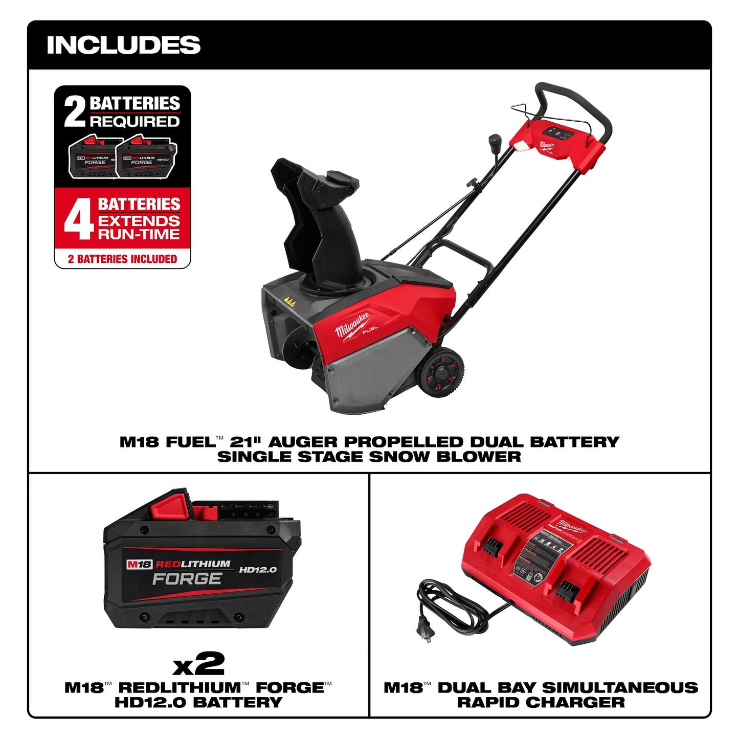 Milwaukee M18 Single Stage Snow Blower Kit 3036-22HD