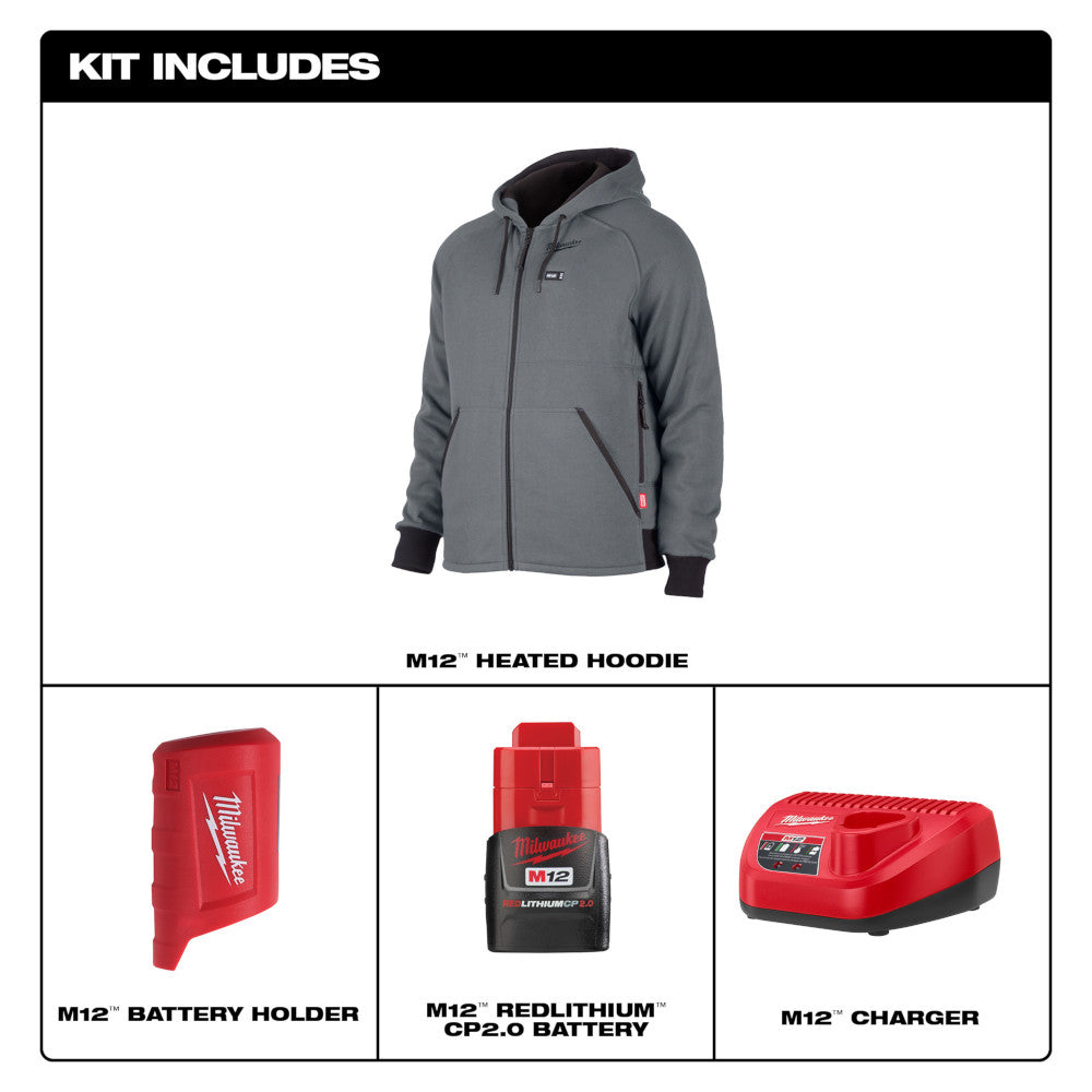 Milwaukee M12 Gray Heated Hoodie Large 306G-21L