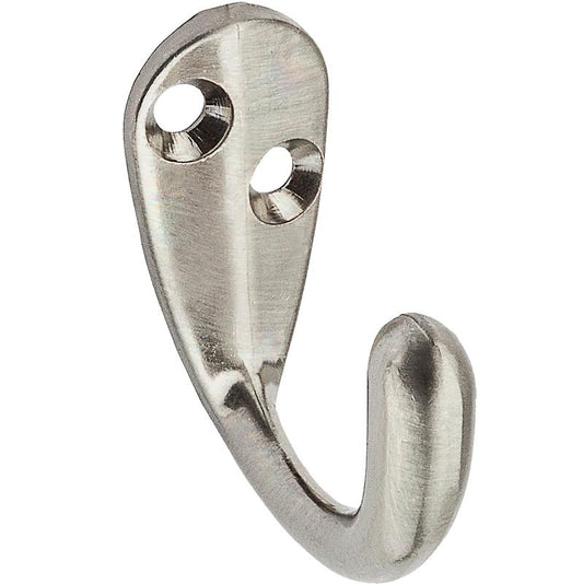 National Single Clothes Hook Satin Nickel 2/pk