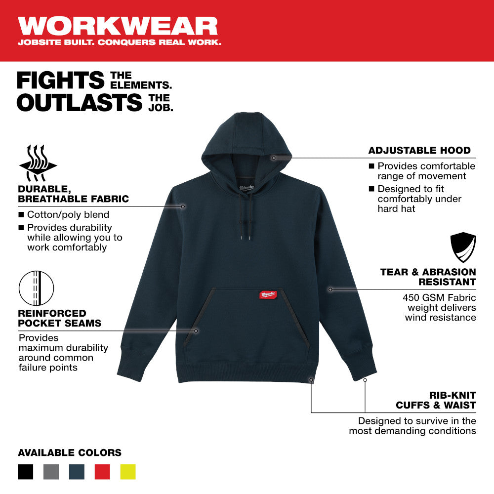 Milwaukee Black Pullover Hoodie Large 350BL-L