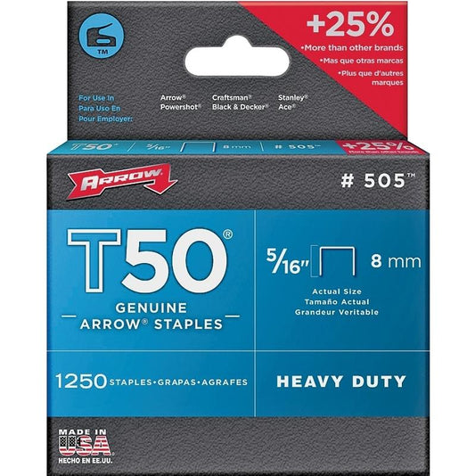 5/16" Arrow T50 Staples 1250/pk