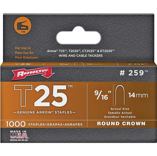 9/16" Arrow T25 Staples 1000/pk