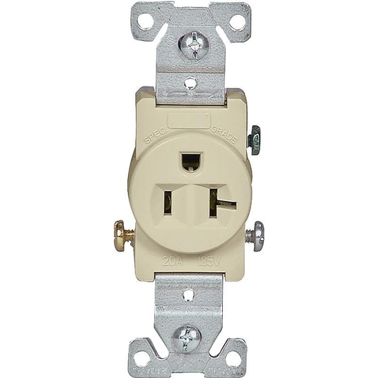 Single Receptacle Commercial Ivory 3-Wire 20A