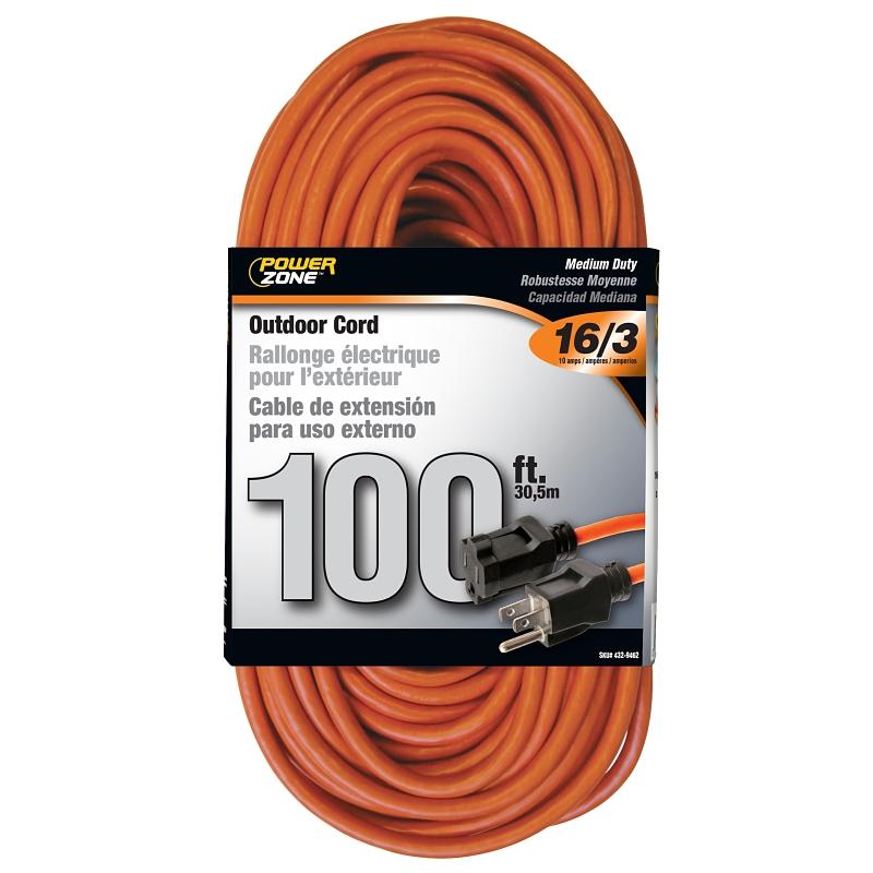 PowerZone 100' Orange Outdoor Extension Cord