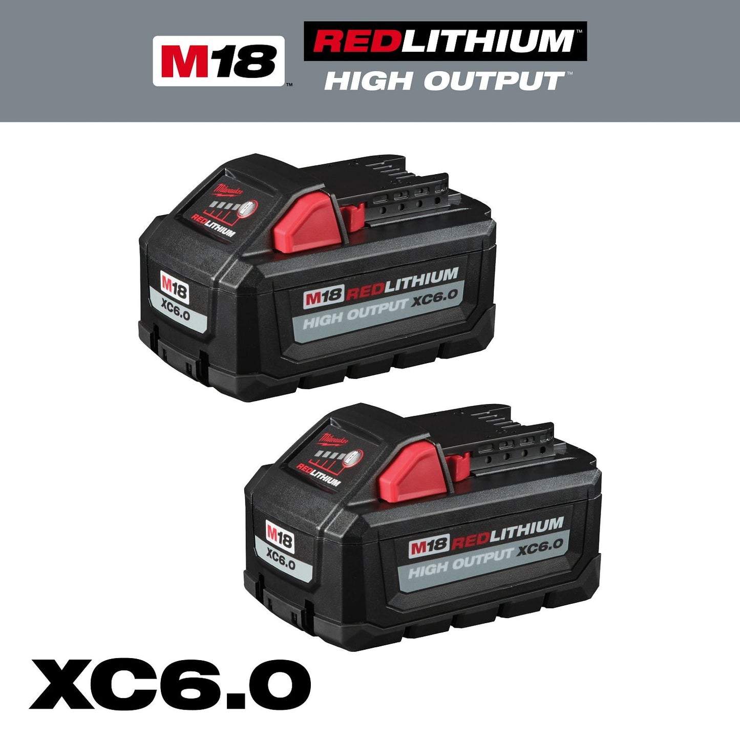 Milwaukee M18 Redlithium XC 6.0 Battery - 2Pk