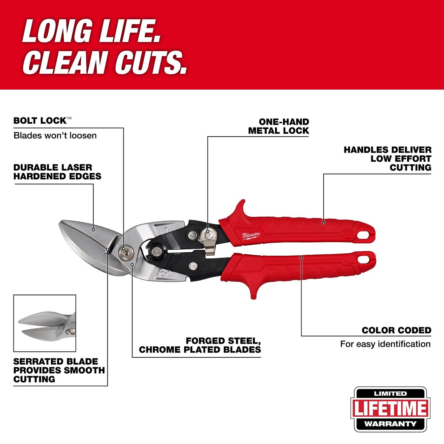 Milwaukee Left Cutting Offset Snips 48-22-4542