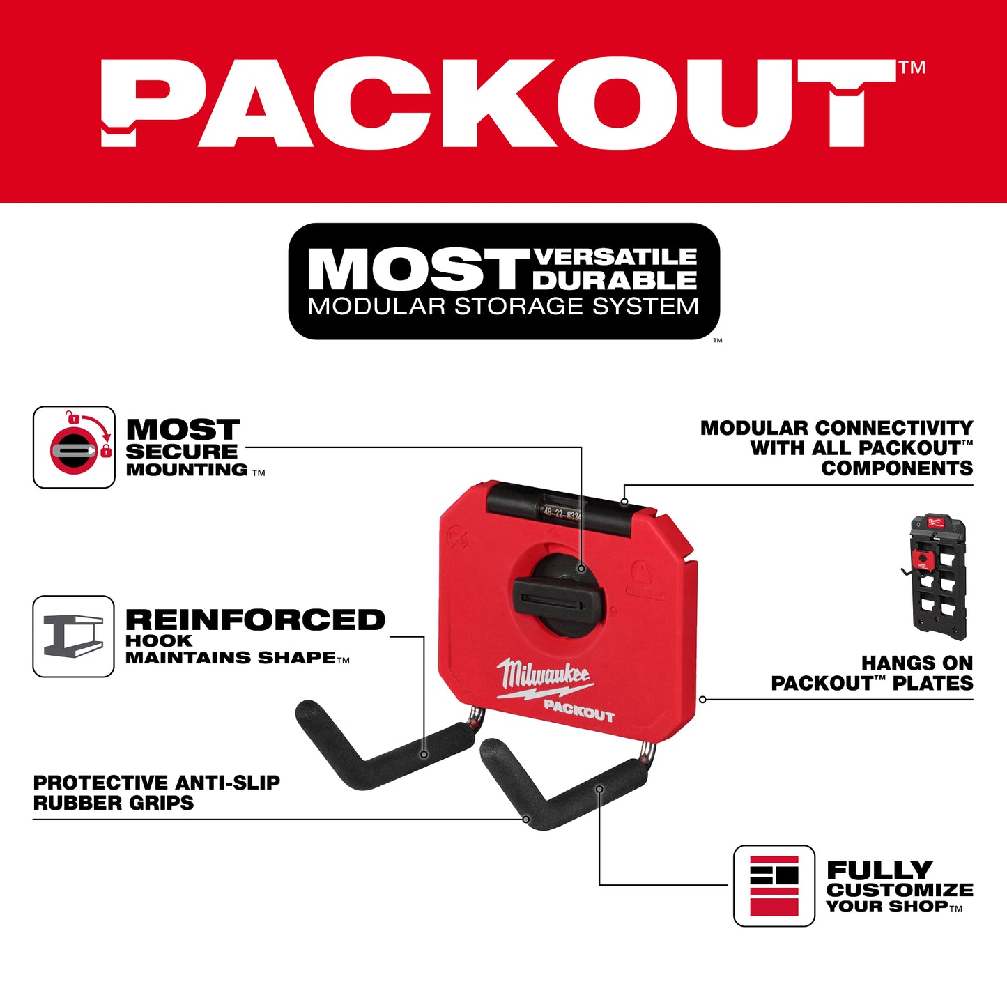 Packout 4" Straight Hook 48-22-8334