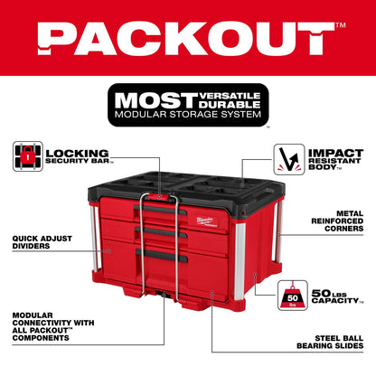 Milwaukee Packout Multi Depth 3-Drawer Tool Box