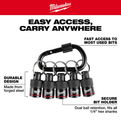 Milwaukee 5Pc Hex Bit Holder With Carabiner 48-32-4537