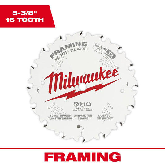 Milwaukee 5-3/8" Circular Saw Framing Blade 16T 48-40-0522