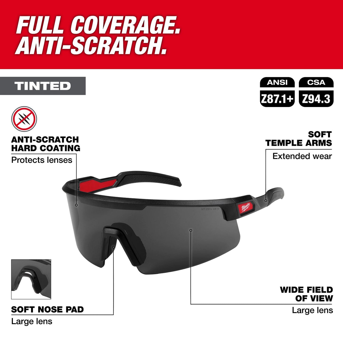 Milwaukee Safety Glasses Wrap Around Tinted 48-73-2504