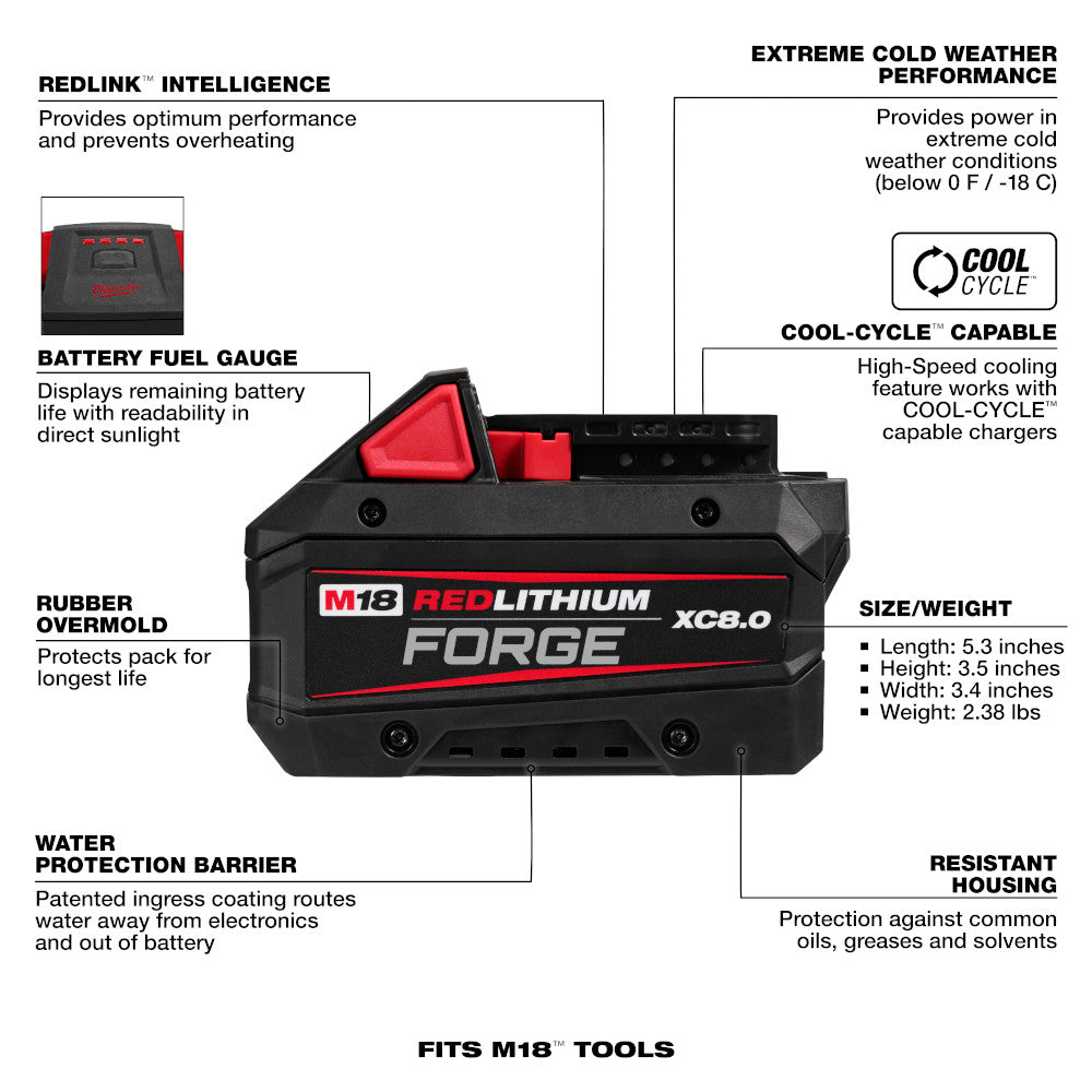 Milwaukee M18 Redlithium Forge XC 8.0 Battery 48-11-1881