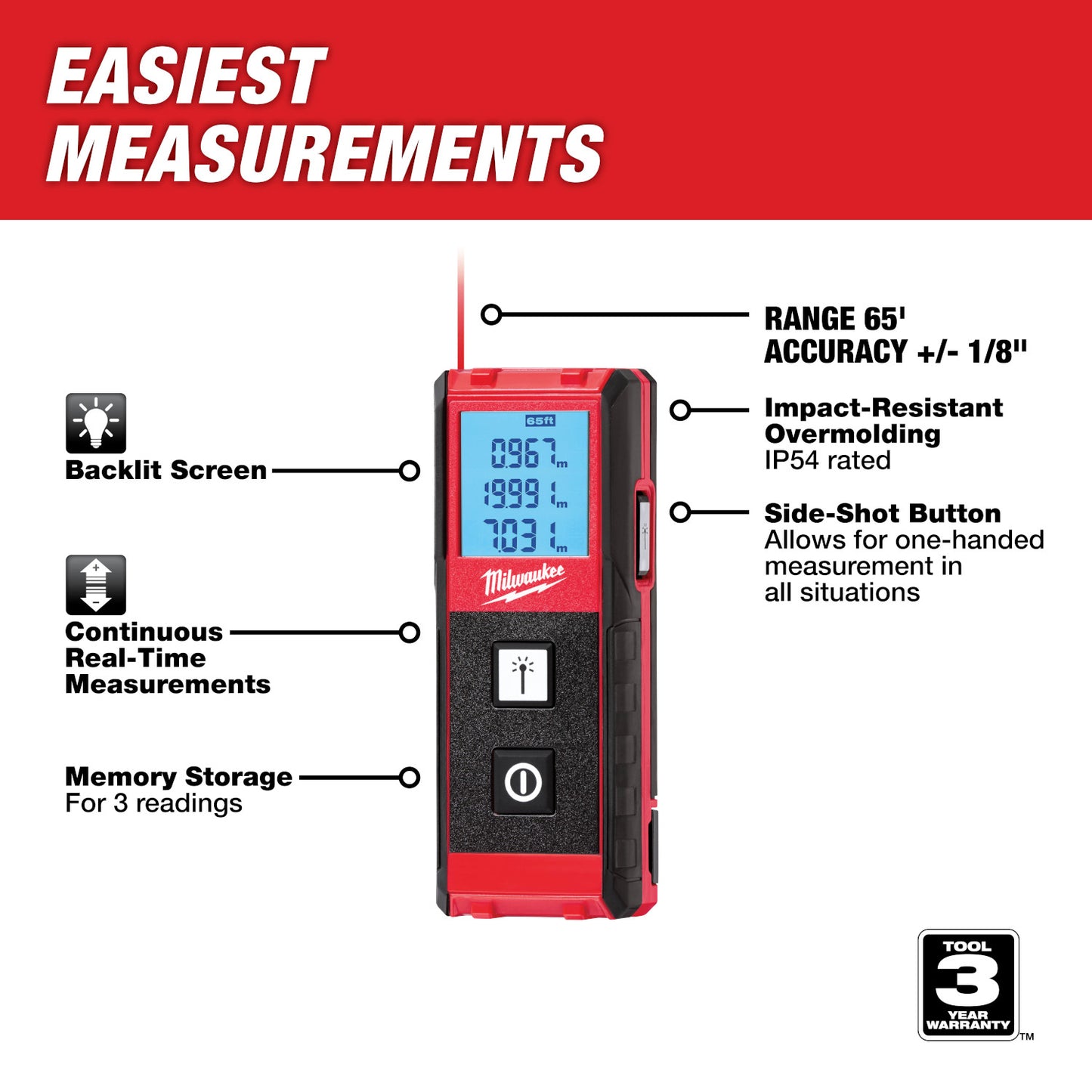 Milwaukee 65' Laser Distance Meter 48-22-9801