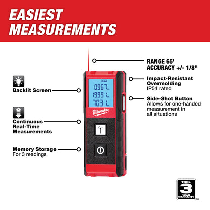 Milwaukee 65' Laser Distance Meter 48-22-9801