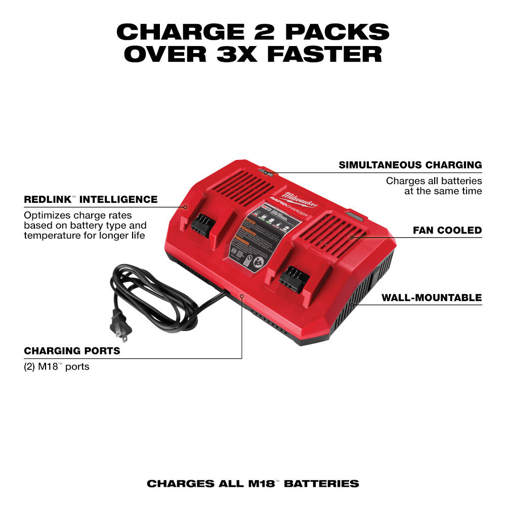 Milwaukee M18 Dual Bay Simultaneous Rapid Charger