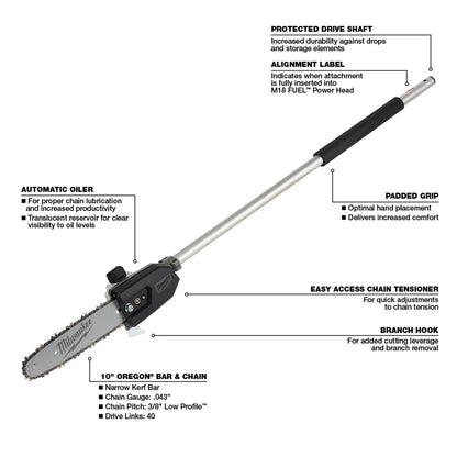 Milwaukee M18 Fuel Quik-Lok Pole Saw Attachment 10" 49-16-2720