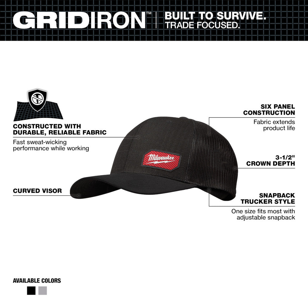 Milwaukee Gridiron Black Trucker Hat 505B
