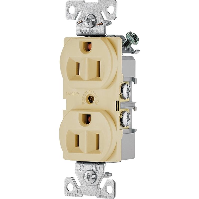 Duplex Receptacle Commercial Ivory 3-Wire 15A