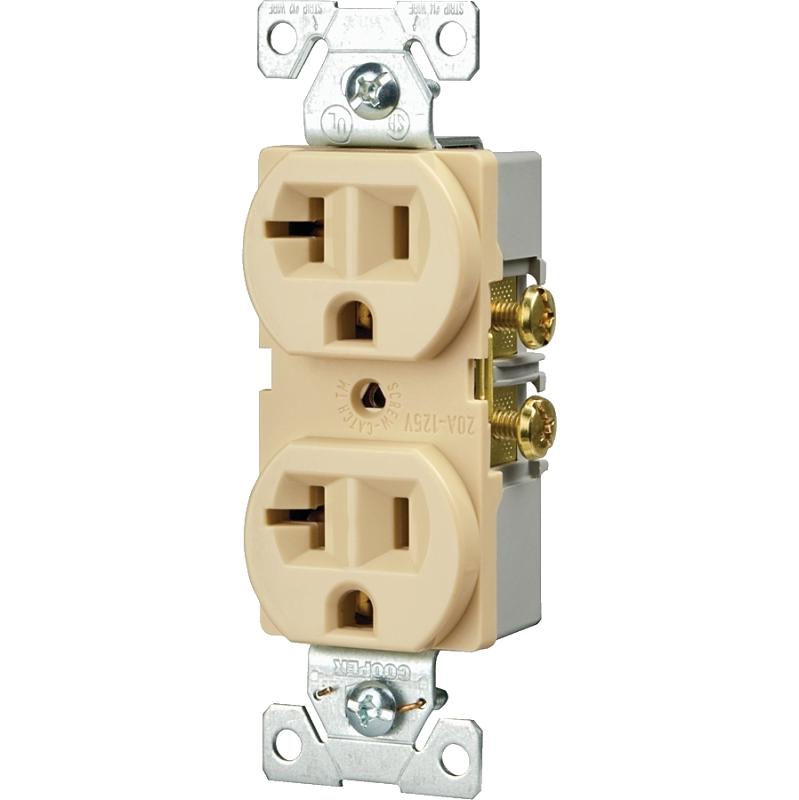 Duplex Receptacle Commercial Ivory 3-Wire 20A