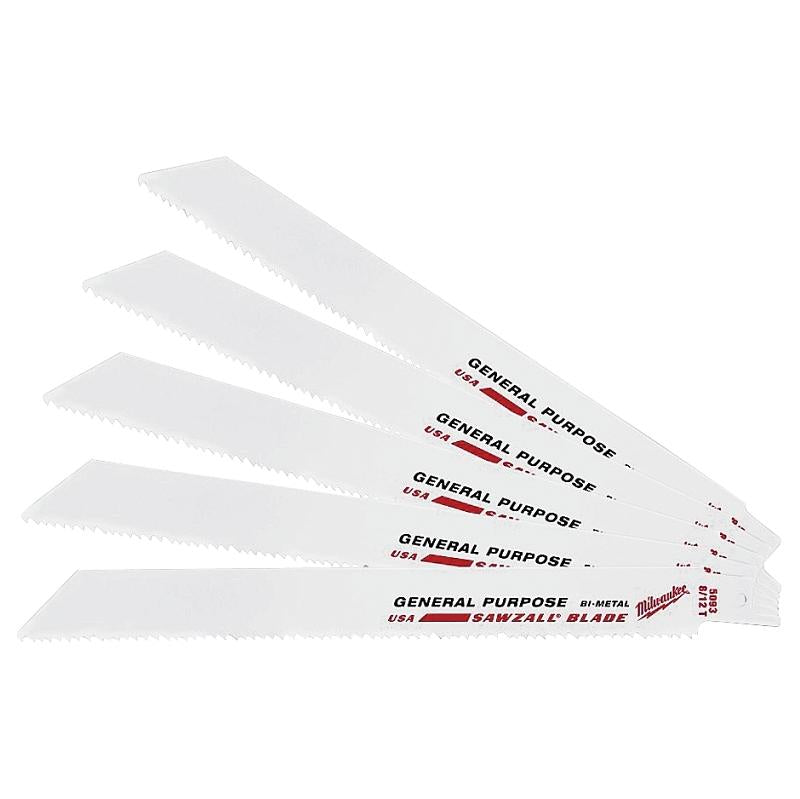 Milwaukee 8" 8/12TPI Sawzall Blades 5pk 48-00-5093