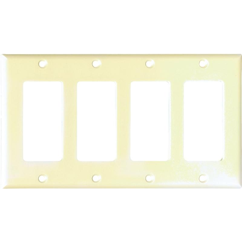 Eaton Decorator Receptacle Plate Ivory 4-Gang 2164V