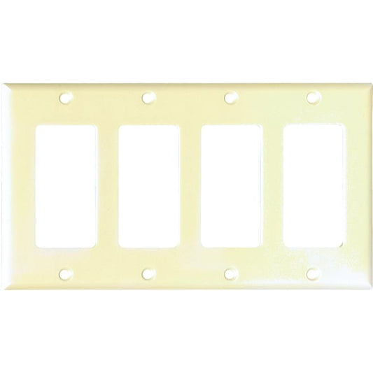 Eaton Decorator Receptacle Plate Ivory 4-Gang 2164V